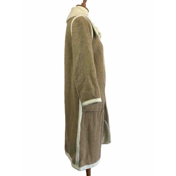 Vintage 60s Trench Coat Mod Womens Button Reversible Camel Cream - Picture 4 of 13